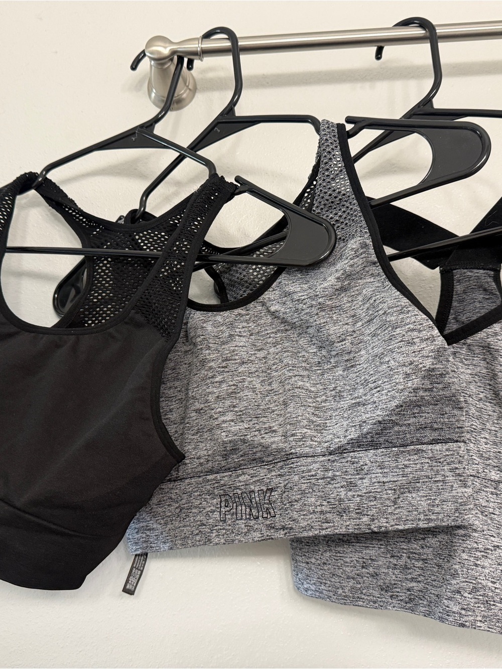 PINK Victoria's Secret Sports Bras - Black & Heather Gray